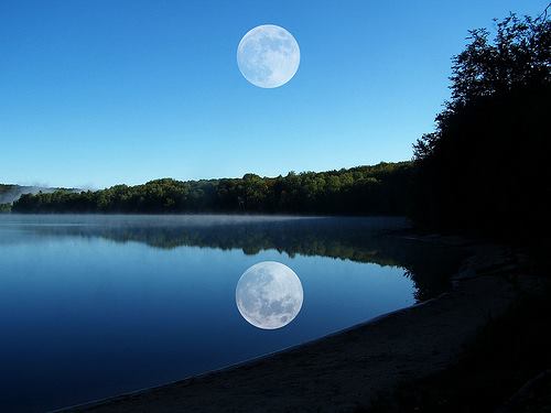 moon and reflection  unknown photographer